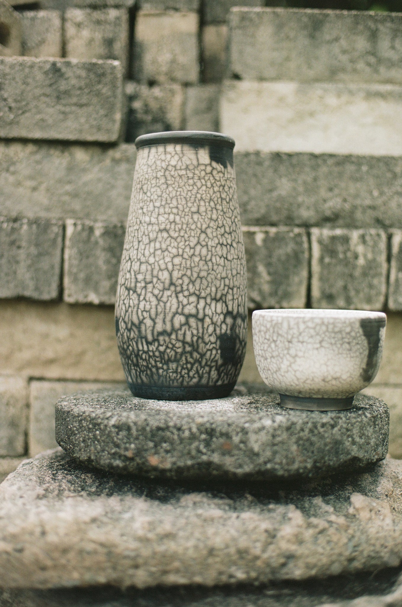 Raku Black Crackle Small Bowl