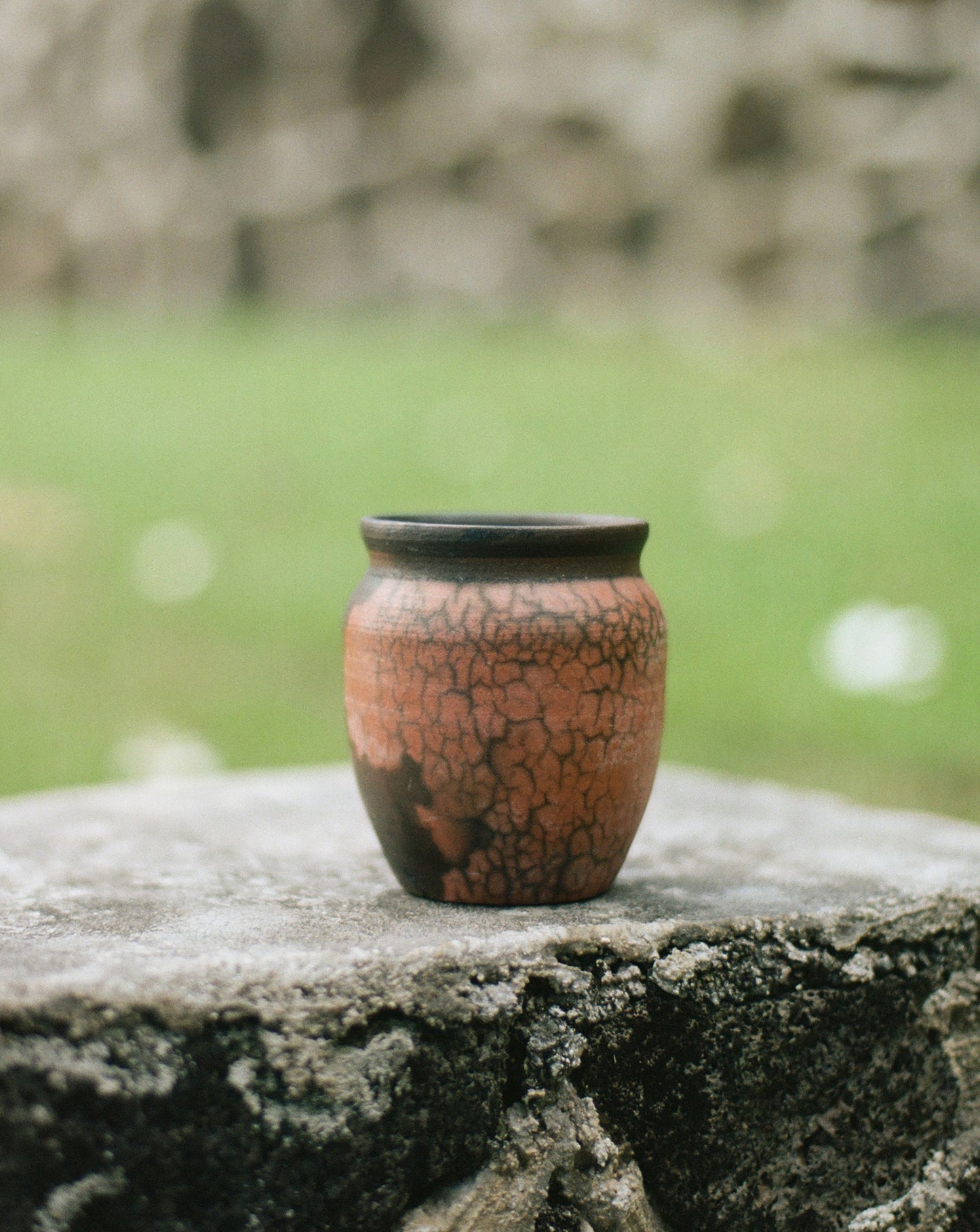 Raku Brown Crackled Vase