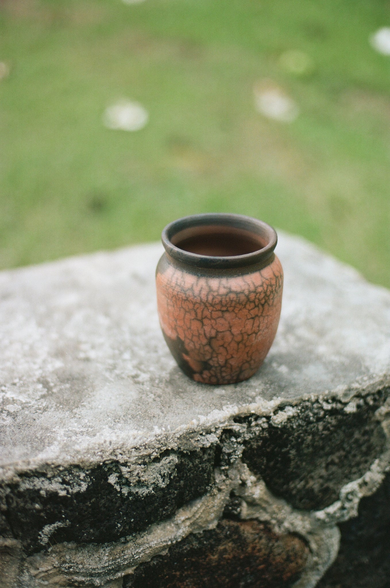 Raku Brown Crackled Vase