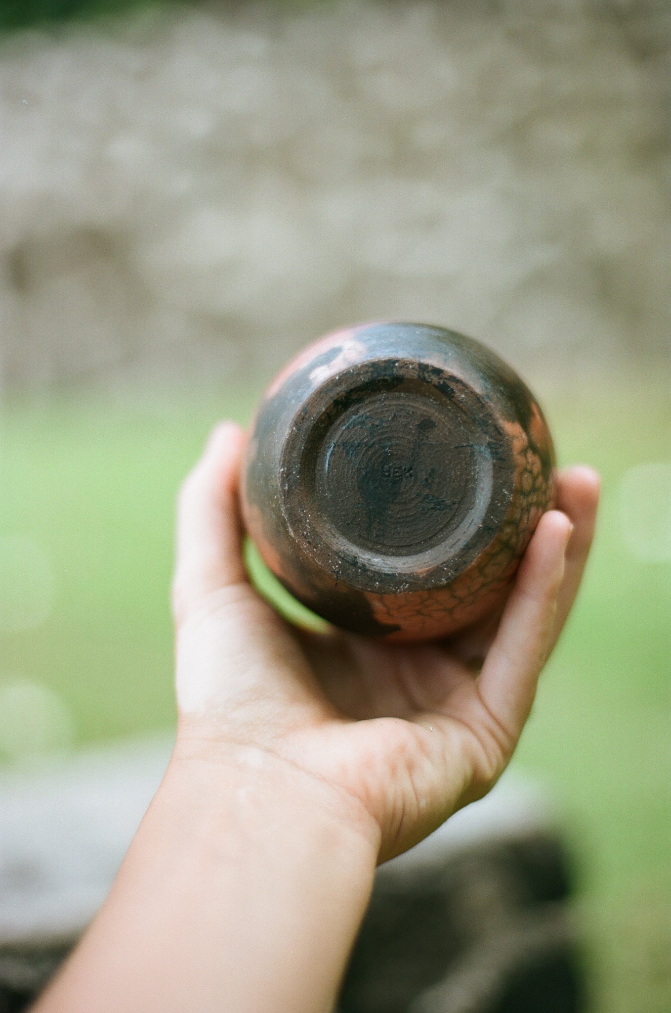 Raku Brown Crackled Vase