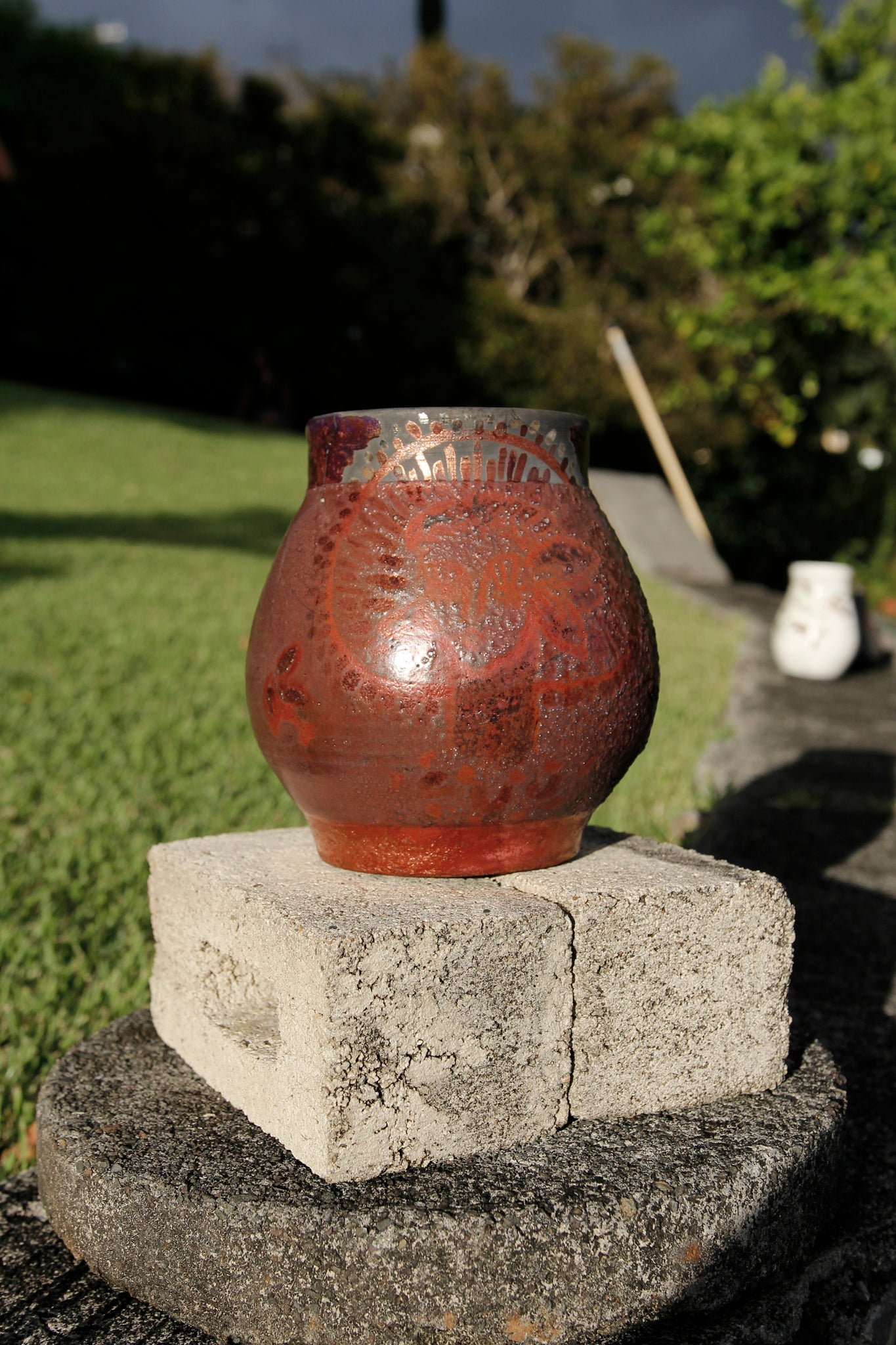 Raku Fired Woman Vase