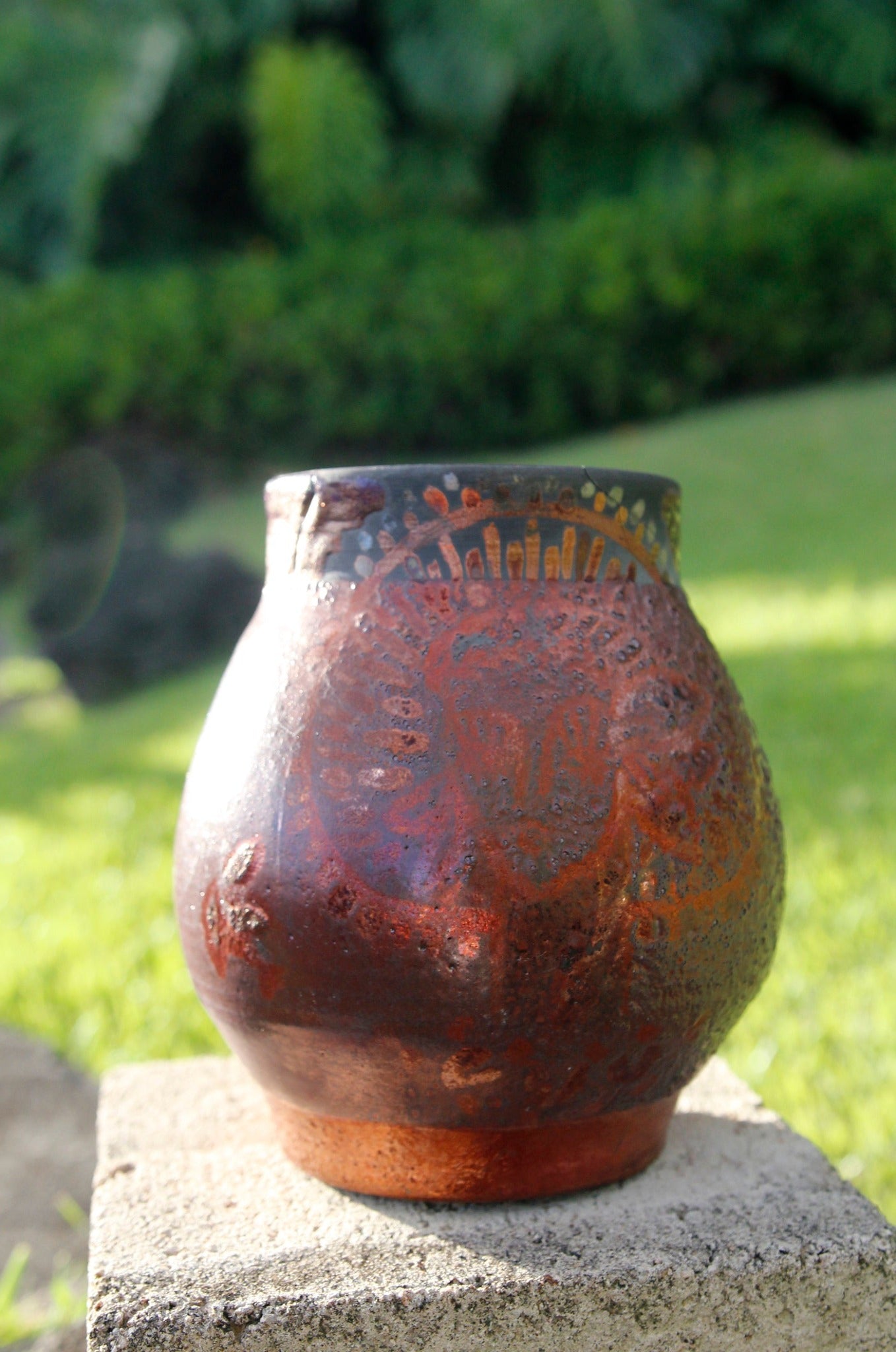 Raku Fired Woman Vase