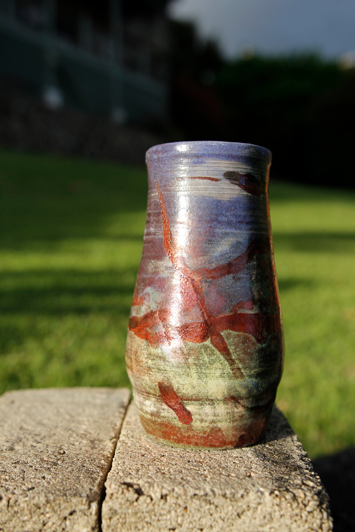 Raku Rainbow Vase