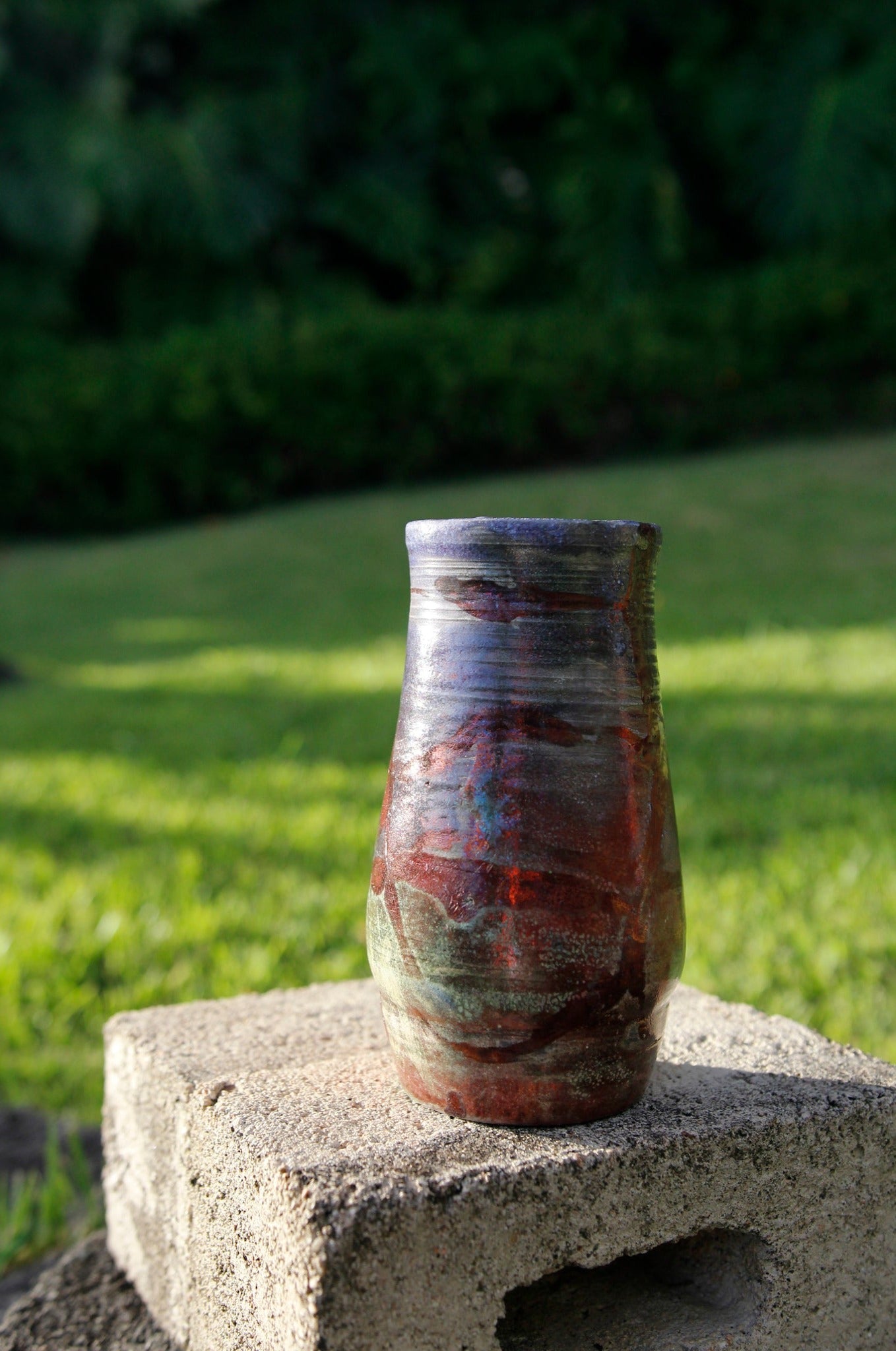 Raku Rainbow Vase